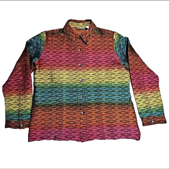 90s boho indie sleaze rainbow textured jacket - Picture 1 of 4